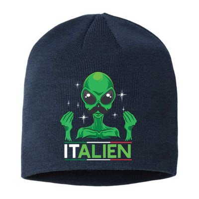 Funny Italian Alien Pun Italy Hand Gesture Sustainable Beanie