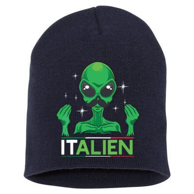 Funny Italian Alien Pun Italy Hand Gesture Short Acrylic Beanie