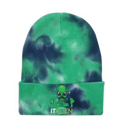 Funny Italian Alien Pun Italy Hand Gesture Tie Dye 12in Knit Beanie