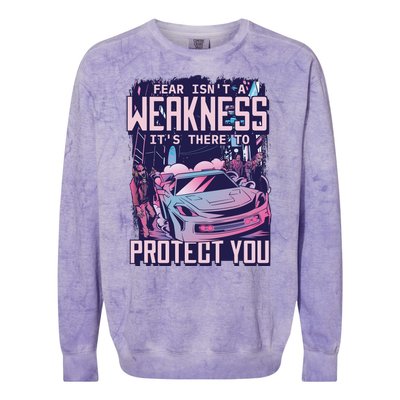 Fear Isn't A Weakness It's There To Protect You Race Car Zombie Colorblast Crewneck Sweatshirt