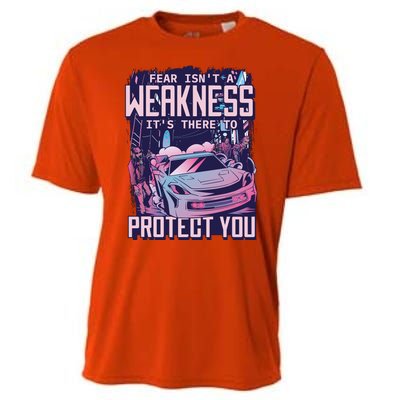 Fear Isn't A Weakness It's There To Protect You Race Car Zombie Cooling Performance Crew T-Shirt