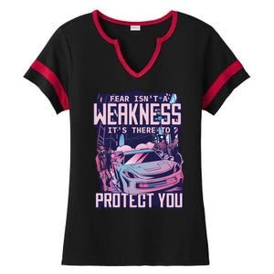 Fear Isn't A Weakness It's There To Protect You Race Car Zombie Ladies Halftime Notch Neck Tee