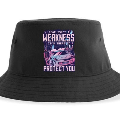 Fear Isn't A Weakness It's There To Protect You Race Car Zombie Sustainable Bucket Hat