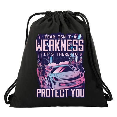 Fear Isn't A Weakness It's There To Protect You Race Car Zombie Drawstring Bag