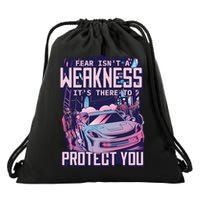 Fear Isn't A Weakness It's There To Protect You Race Car Zombie Drawstring Bag