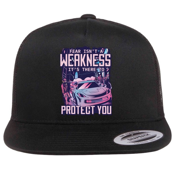 Fear Isn't A Weakness It's There To Protect You Race Car Zombie Flatbill Hat