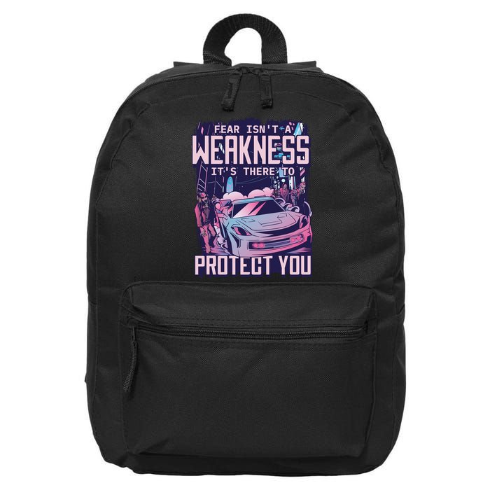 Fear Isn't A Weakness It's There To Protect You Race Car Zombie 16 in Basic Backpack
