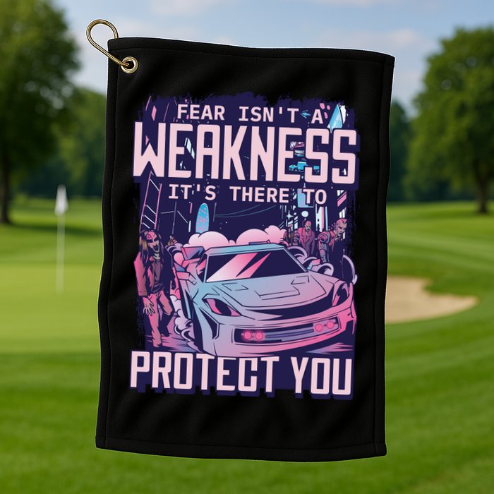 Fear Isn't A Weakness It's There To Protect You Race Car Zombie Golf Towel