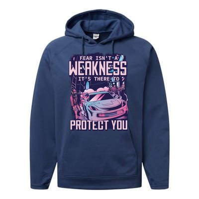 Fear Isn't A Weakness It's There To Protect You Race Car Zombie Performance Fleece Hoodie