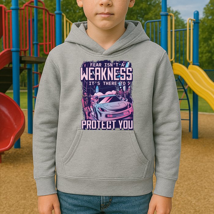 Fear Isn't A Weakness It's There To Protect You Race Car Zombie Kids Hoodie