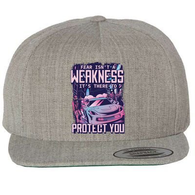 Fear Isn't A Weakness It's There To Protect You Race Car Zombie Wool Snapback Cap