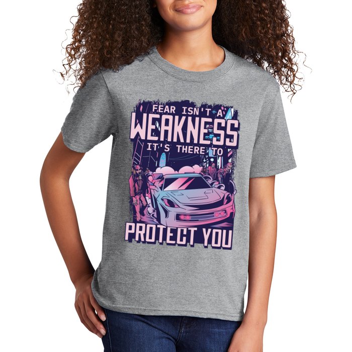 Fear Isn't A Weakness It's There To Protect You Race Car Zombie Kids T-Shirt