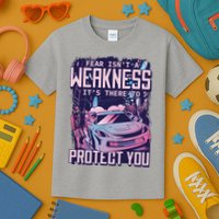 Fear Isn't A Weakness It's There To Protect You Race Car Zombie Kids T-Shirt