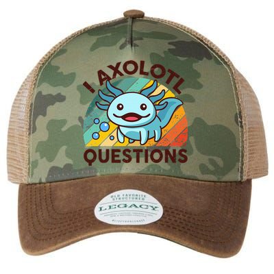Funny I Axolotl Questions Retro Legacy Tie Dye Trucker Hat