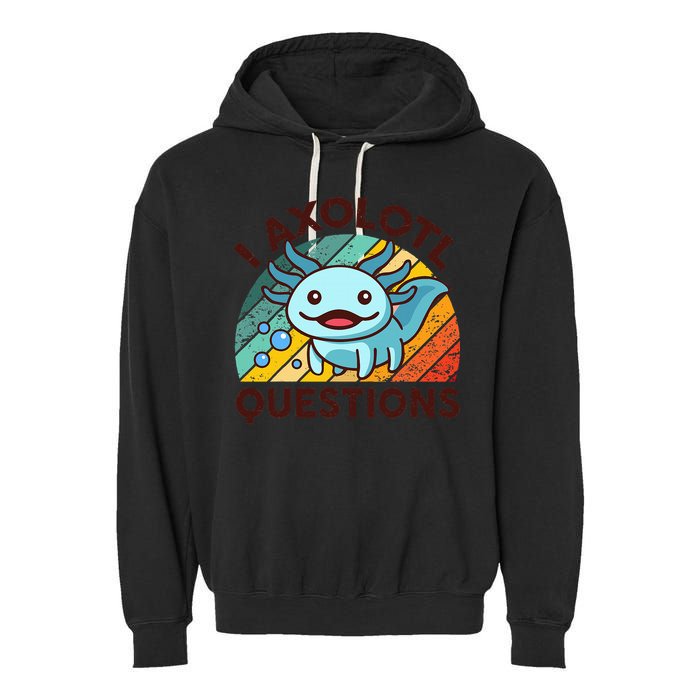 Funny I Axolotl Questions Retro Garment-Dyed Fleece Hoodie