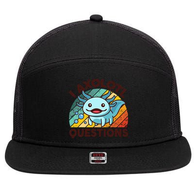 Funny I Axolotl Questions Retro 7 Panel Mesh Trucker Snapback Hat