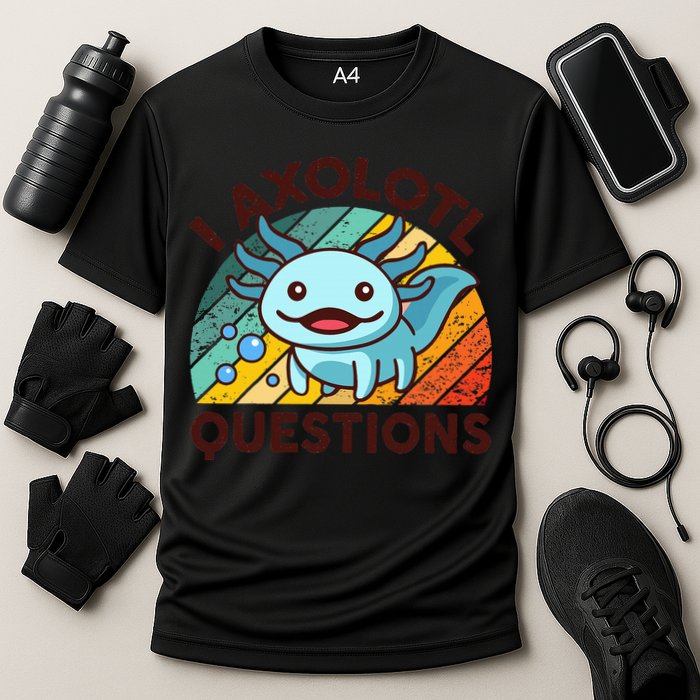 Funny I Axolotl Questions Retro Performance Shirt