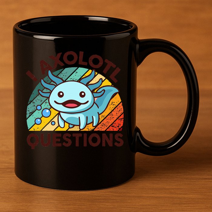 Funny I Axolotl Questions Retro 11oz C Handle Ceramic Mug