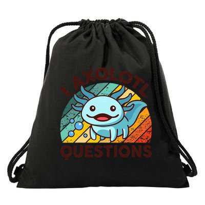 Funny I Axolotl Questions Retro Drawstring Bag