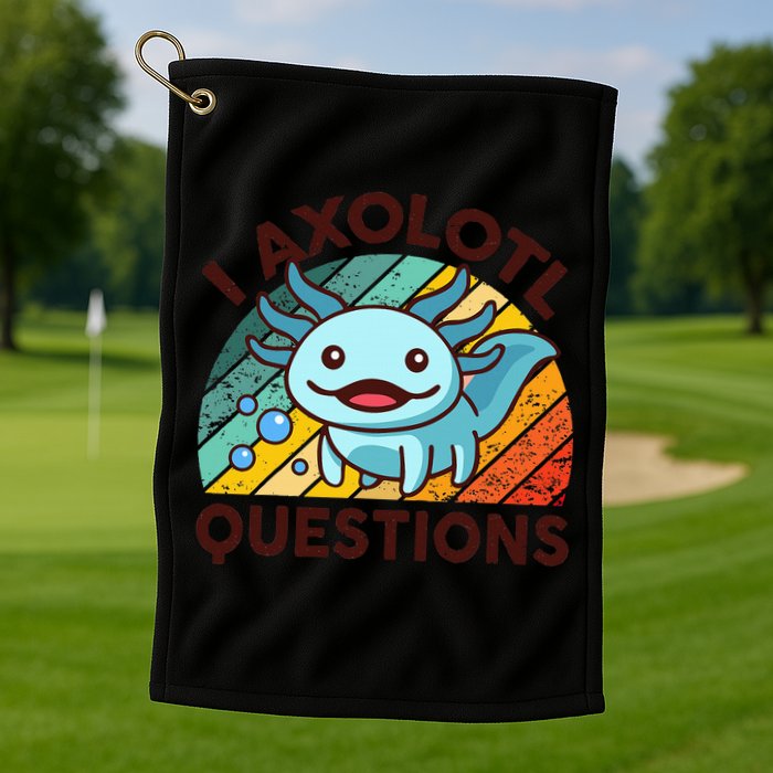 Funny I Axolotl Questions Retro Golf Towel