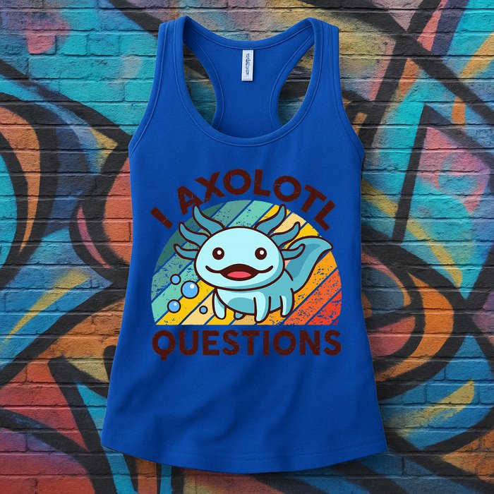 Funny I Axolotl Questions Retro Womens Tank Top
