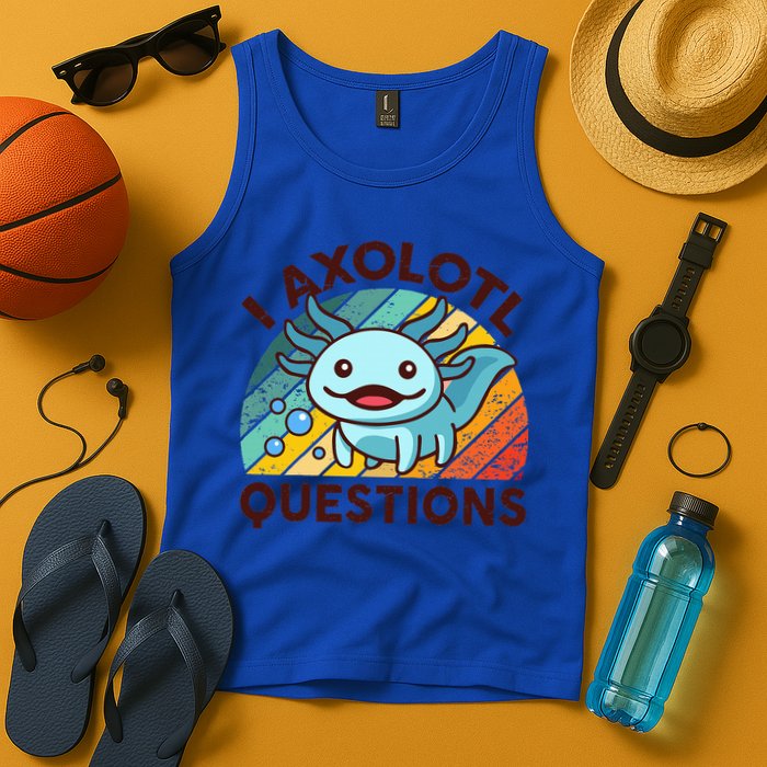 Funny I Axolotl Questions Retro Tank Top
