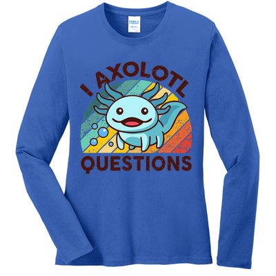 Funny I Axolotl Questions Retro Ladies Long Sleeve Shirt
