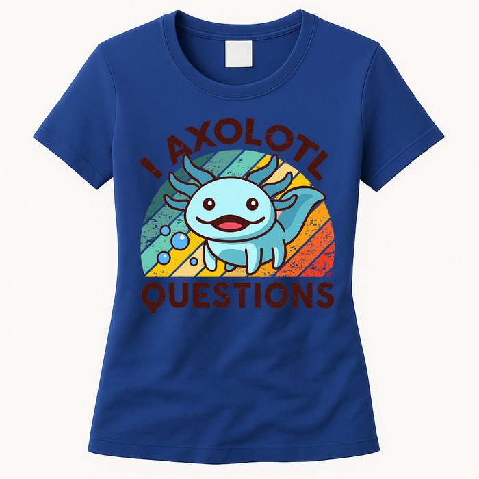Funny I Axolotl Questions Retro Womens T-Shirt