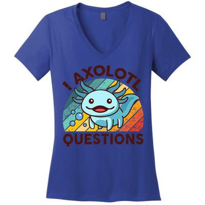 Funny I Axolotl Questions Retro Women's V-Neck T-Shirt