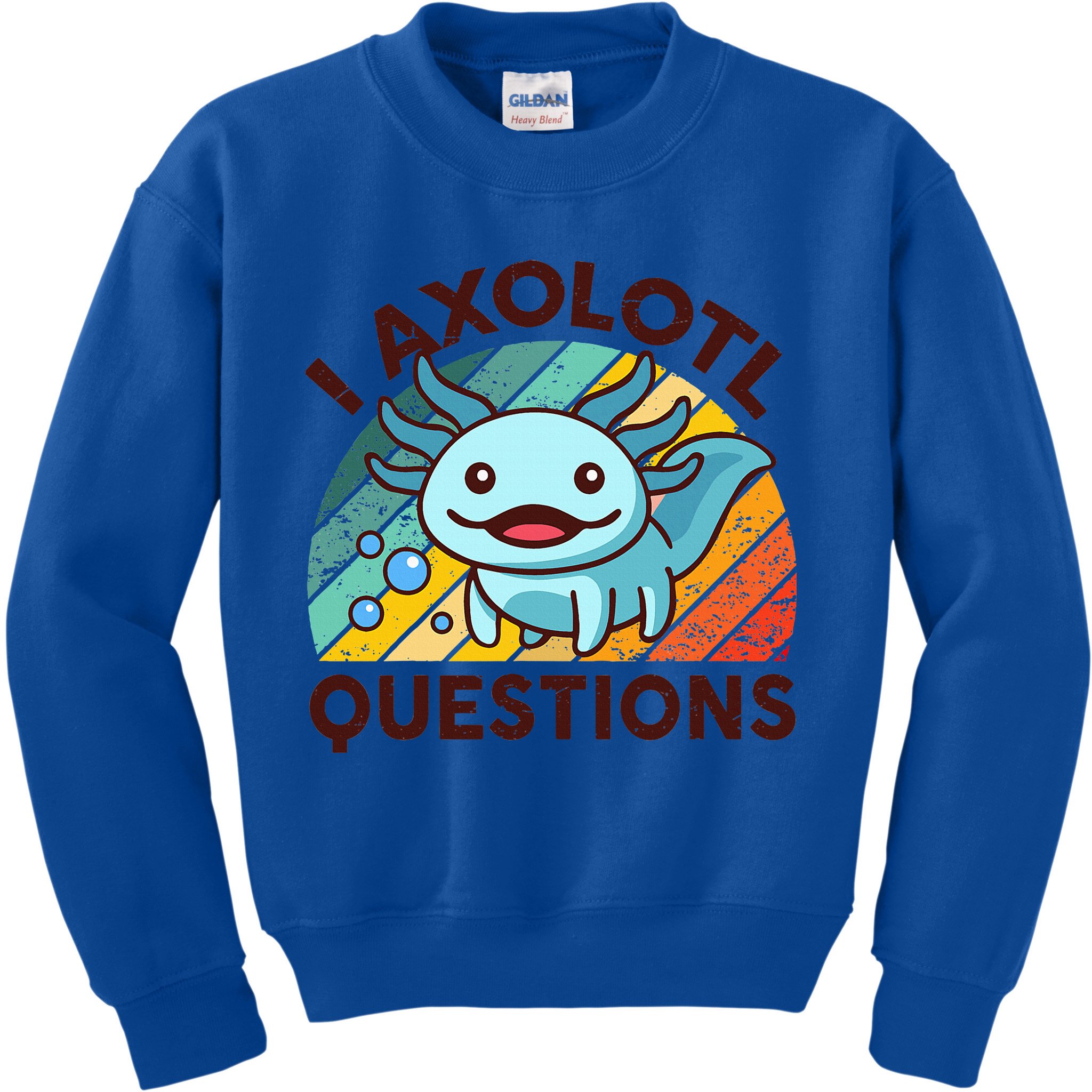 Funny I Axolotl Questions Retro Kids Sweatshirt