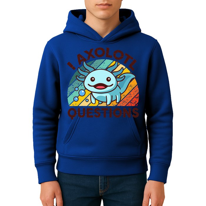 Funny I Axolotl Questions Retro Kids Hoodie