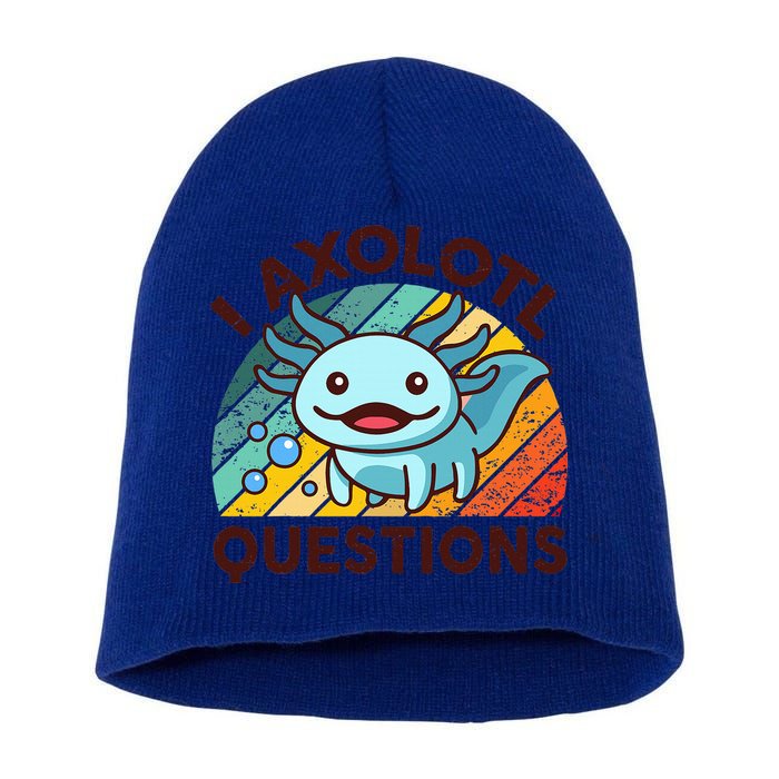 Funny I Axolotl Questions Retro Short Acrylic Beanie