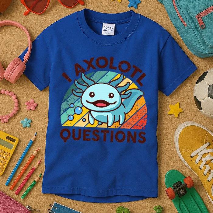 Funny I Axolotl Questions Retro Kids T-Shirt