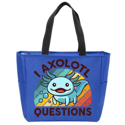 Funny I Axolotl Questions Retro Zip Tote Bag
