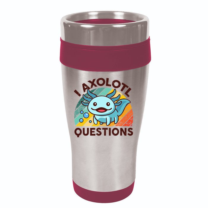 Funny I Axolotl Questions Retro 16oz Travel Tumbler