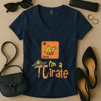 Funny Im A Pirate Pi Day Argon Ar Chemistry Math Boy Women's V-Neck T-Shirt