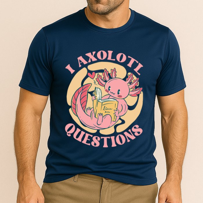 Funny I Axolotl Questions Cute Axolotl Girl Cooling Performance Crew T-Shirt