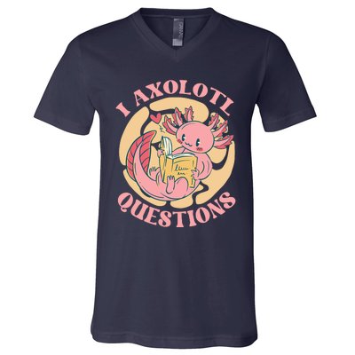 Funny I Axolotl Questions Cute Axolotl Girl V-Neck T-Shirt