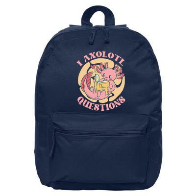 Funny I Axolotl Questions Cute Axolotl Girl 16 in Basic Backpack