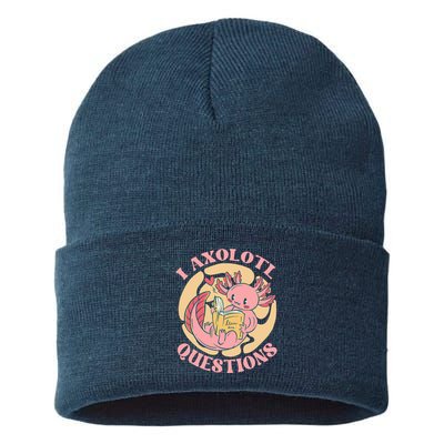 Funny I Axolotl Questions Cute Axolotl Girl Sustainable Knit Beanie
