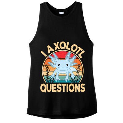 Funny I Axolotl Questions Cute Kawaii Blue Axolotl Retro Ladies PosiCharge Tri-Blend Wicking Tank