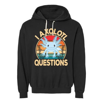 Funny I Axolotl Questions Cute Kawaii Blue Axolotl Retro Garment-Dyed Fleece Hoodie