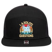 Funny I Axolotl Questions Cute Kawaii Blue Axolotl Retro 7 Panel Mesh Trucker Snapback Hat