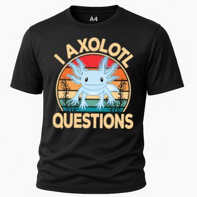 Funny I Axolotl Questions Cute Kawaii Blue Axolotl Retro Cooling Performance Crew T-Shirt