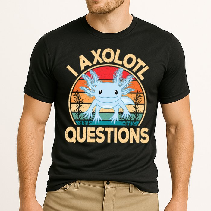 Funny I Axolotl Questions Cute Kawaii Blue Axolotl Retro Cooling Performance Crew T-Shirt