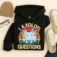 Funny I Axolotl Questions Cute Kawaii Blue Axolotl Retro Hoodie