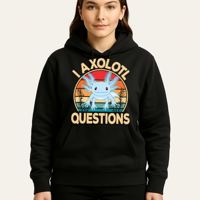 Funny I Axolotl Questions Cute Kawaii Blue Axolotl Retro Hoodie