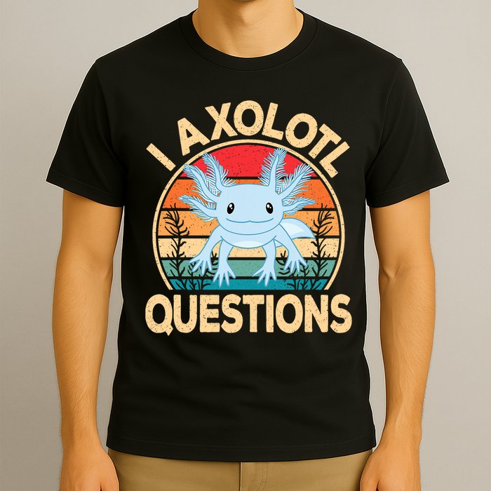 Funny I Axolotl Questions Cute Kawaii Blue Axolotl Retro T-Shirt