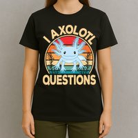 Funny I Axolotl Questions Cute Kawaii Blue Axolotl Retro T-Shirt
