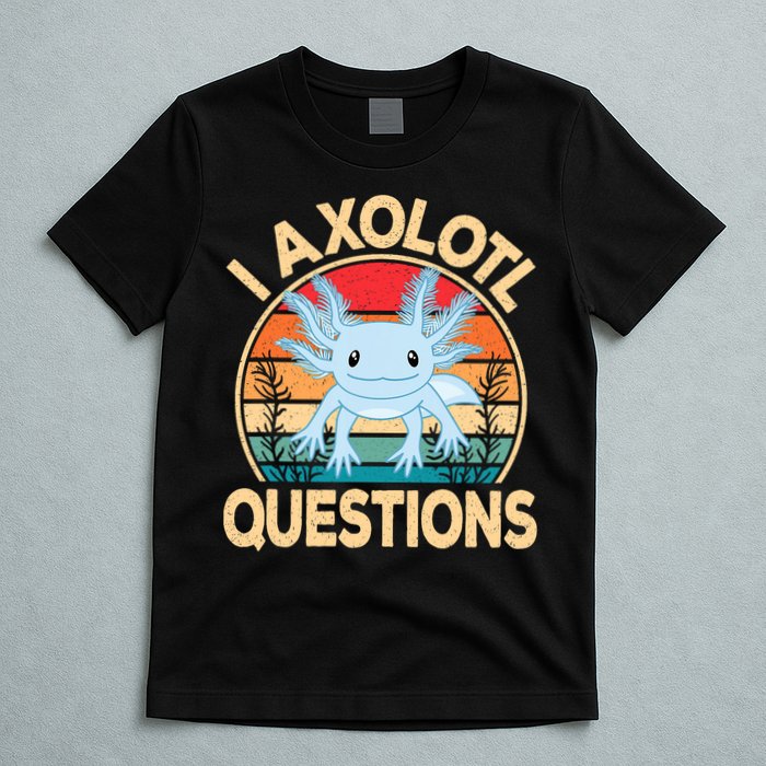 Funny I Axolotl Questions Cute Kawaii Blue Axolotl Retro T-Shirt